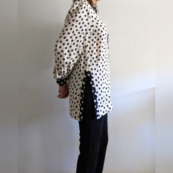 Stunning Vintage Silk Kaftan w Abstract Polkadots - Picture 7 of 8
